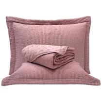Kit Cobre Leito Colcha Casa Scarpa Anabela Queen Dupla Face Texturizado Percal 300 Fios 3 Peças - Roxo Malva Kit Cobre Leito Colcha Casa Scarpa Anabela Queen Dupla Face Texturizado Percal 300 Fios 3 Peças - Roxo Malva