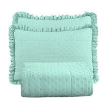Kit Cobre Leito Colcha Casa Scarpa King 300 Fios Verde