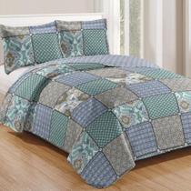 Kit Cobre Leito Colcha Casa Scarpa Mix Queen Estampado Dupla