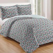 Kit Cobre Leito Colcha Casa Scarpa Mix Queen Estampado Dupla