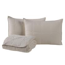Kit Cobre Leito Colcha Casa Scarpa Speciale Queen Matelado Toque Acetinado 400 Fios 3 Peças Palha