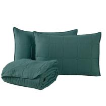 Kit Cobre Leito Colcha Casa Scarpa Speciale Queen Matelado Toque Acetinado 400 Fios 3 Peças Verde