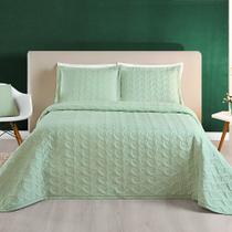 Kit Cobre Leito Colcha Casal 3 Peças Bordado Ágata Micro Percal 200 Fios