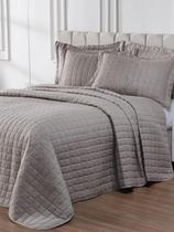 Kit Cobre Leito Colcha Casal 3 Peças Bordado Dupla Face + Porta Travesseiro Decoração Elegante