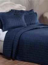 Kit Cobre Leito Colcha Casal 3 Peças Bordado Dupla Face + Porta Travesseiro Decoração Elegante