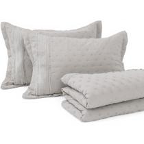 Kit Cobre Leito Colcha Casal 3 peças com Bordado Inglês Micro Percal Ultrassônico BF Colchões