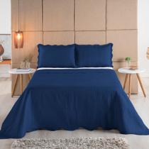 Kit Cobre Leito Colcha Casal 3 Peças Dupla Face Micro Percal 150 Fios Matelado Pastilhas