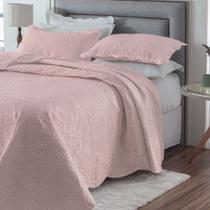 Kit Cobre-Leito Colcha Casal 3pçs 2,20m x 2,40m Dupla Face Cor:Rosa