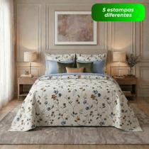 Kit Cobre Leito Colcha Casal Dupla Face 3 Peças Estampada Boutis Matelado Resistente Floral Cama Box Kit Cobre Leito Colcha Casal Dupla Face 3 Peças Estampada Boutis Matelado Resistente Floral Cama Box