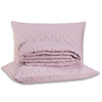 Kit Cobre Leito Colcha CASAL Mônaco Fitado Percal Soft 300 Fios com Fronhas 03 Peças - Dupla Face Listrado Brilhante