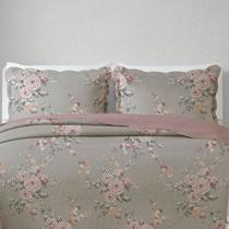 Kit Cobre Leito Colcha Casal Padrão 3 Peças Boutis Dupla Face Estampado Com Porta Travesseiros