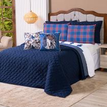 Kit Cobre Leito Colcha CASAL PADRÃO Country com Almofadas Estampadas 07 Peças - Dupla Face Percal 300 Fios Matelado