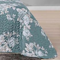 Kit Cobre Leito Colcha Celi Solteiro Dupla Face Micropercal 200 Fios 2 Peças - Verde Floral