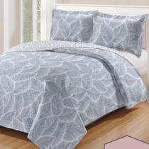 Kit Cobre Leito Colcha Daily Casal 3 Peças Dupla Face Estampado - Floral 42 - 100% Poliéster