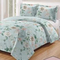Kit Cobre Leito Colcha Daily Casal 3 Peças Dupla Face Estampado Floral - Floral 23 - 100% Poliéster