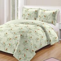 Kit Cobre Leito Colcha Daily Casal 3 Peças Dupla Face Estampado Floral - Floral 24 - 100% Poliéster