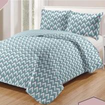 Kit Cobre Leito Colcha Daily Casal 3 Peças Dupla Face Estampado - Modelo 67 - 100% Poliéster