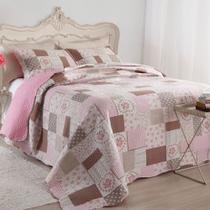 Kit Cobre Leito Colcha Daily Queen 3 Peças Dupla Face Estampado Floral - Patchwork 12 - 100% Poliéster