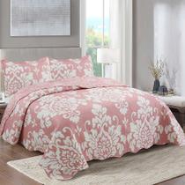Kit Cobre Leito Colcha Daily Queen 3 Peças Dupla Face Estampado Floral - Rubi Floral - 100% Poliéster Kit Cobre Leito Colcha Daily Queen 3 Peças Dupla Face Estampado Floral - Rubi Floral - 100% Poliéster