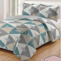 Kit Cobre Leito Colcha Daily Queen 3 Peças Dupla Face Estampado - Modelo 63 - 100% Poliéster Kit Cobre Leito Colcha Daily Queen 3 Peças Dupla Face Estampado - Modelo 63 - 100% Poliéster