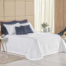 Kit Cobre Leito Colcha Dobby King 3 Peças Matelado 180 Fios - Branco - 100% Poliéster