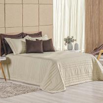 Kit Cobre Leito Colcha Dobby Queen 3 Peças Matelado 180 Fios - Cáqui - 100% Poliéster