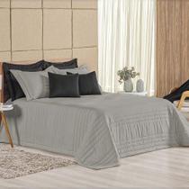 Kit Cobre Leito Colcha Dobby Queen 3 Peças Matelado 180 Fios - Cinza - 100% Poliéster