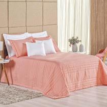 Kit Cobre Leito Colcha Dobby Queen 3 Peças Matelado 180 Fios - Goiaba - 100% Poliéster