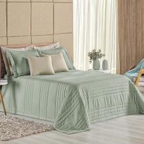 Kit Cobre Leito Colcha Dobby Queen 3 Peças Matelado 180 Fios - Verde Malva - 100% Poliéster
