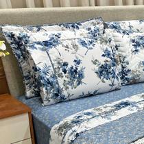 Kit Cobre Leito Colcha e Lençol Topázio Queen Dupla Face 7 Peças - Marinho - 100% Poliéster Kit Cobre Leito Colcha e Lençol Topázio Queen Dupla Face 7 Peças - Marinho - 100% Poliéster