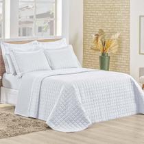 Kit Cobre Leito Colcha Eden Casal 3 Peças Percal 150 Fios 100% Algodão - Branco Kit Cobre Leito Colcha Eden Casal 3 Peças Percal 150 Fios 100% Algodão - Branco