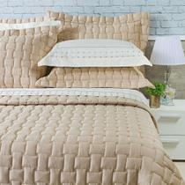 Kit Cobre Leito Colcha Garland Queen 400 Fios Bege