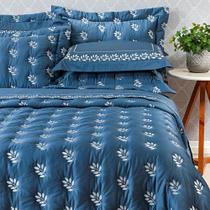 Kit Cobre Leito Colcha Garland Super King 100% Algodão 400 Fios Acetinado Bordado 5 Peças - Azul Marinho Kit Cobre Leito Colcha Garland Super King 100% Algodão 400 Fios Acetinado Bordado 5 Peças - Azul Marinho