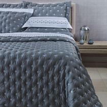 Kit Cobre Leito Colcha Garland Super King 400 Fios Cinza
