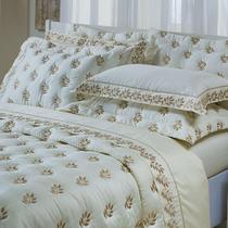 Kit Cobre Leito Colcha Garland Super King 400 Fios Palha