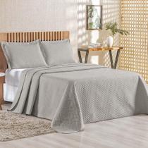 Kit Cobre Leito Colcha Ideale Queen 3 Peças Matelado Geométrico - Cinza - 100% Poliéster
