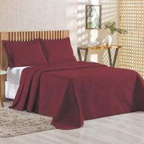 Kit Cobre Leito Colcha Ideale Queen 3 Peças Matelado Geométrico - Vinho - 100% Poliéster