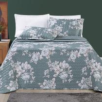 Kit Cobre Leito Colcha Júlia Solteiro 02 Peças MicroPercal 200 Fios Dupla Face Estampa Floral - Primavera - 100% Poliéster