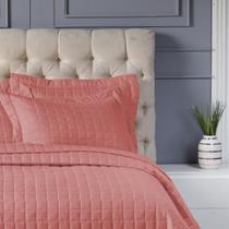 Kit Cobre Leito Colcha King 3 Peças Bordado Dupla Face + Porta Travesseiro Decoração Elegante