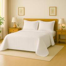 Kit Cobre Leito Colcha King 3 Peças Dupla Face 400 Fios Matelado Design Sofisticado Toque Macio