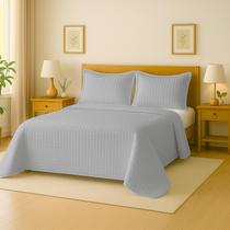 Kit Cobre Leito Colcha King 3 Peças Dupla Face 400 Fios Matelado Design Sofisticado Toque Macio