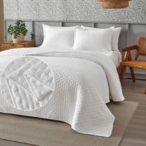 Kit Cobre Leito Colcha King 3pçs Dupla Face Ponto Cruz 300 fios
