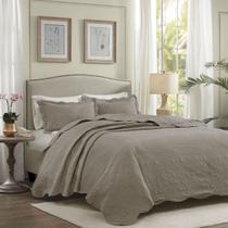 Kit Cobre Leito Colcha King Cama Box 3 Peças Boutis Dupla Face 200 Fios Macio Com Porta Travesseiros