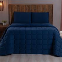 Kit Cobre Leito Colcha Livorno Queen Acolchoado Fofo Macio Malha 100% Algodão 3 Peças - Azul Marinho Kit Cobre Leito Colcha Livorno Queen Acolchoado Fofo Macio Malha 100% Algodão 3 Peças - Azul Marinho