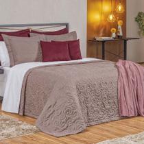 Kit Cobre Leito Colcha Mabelle King 3 Peças 400 Fios Bordado - Rose - 100% Poliéster