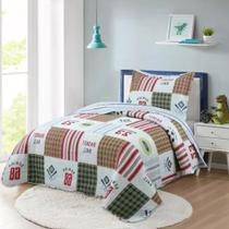 Kit Cobre Leito Colcha Magic Solteiro Infantil 2 Peças Microfibra 180 Fios - Bola Patchwork - 100% Poliéster