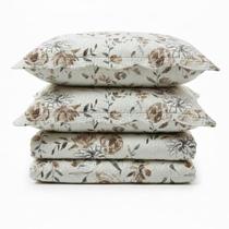Kit Cobre Leito Colcha Magnus Super King 3 Peças Dupla Face Estampado Floral - Natural - 100% Poliéster