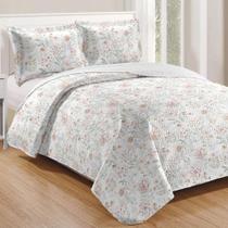 Kit Cobre Leito Colcha Mix King Estampado Dupla Face Floral 3 Peças - Joice Kit Cobre Leito Colcha Mix King Estampado Dupla Face Floral 3 Peças - Joice