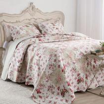 Kit Cobre Leito Colcha Mix Queen Estampado 3 Peças -Isabela