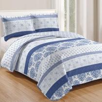 Kit Cobre Leito Colcha Mix Queen Estampado 3 Peças - Suelen Kit Cobre Leito Colcha Mix Queen Estampado 3 Peças - Suelen